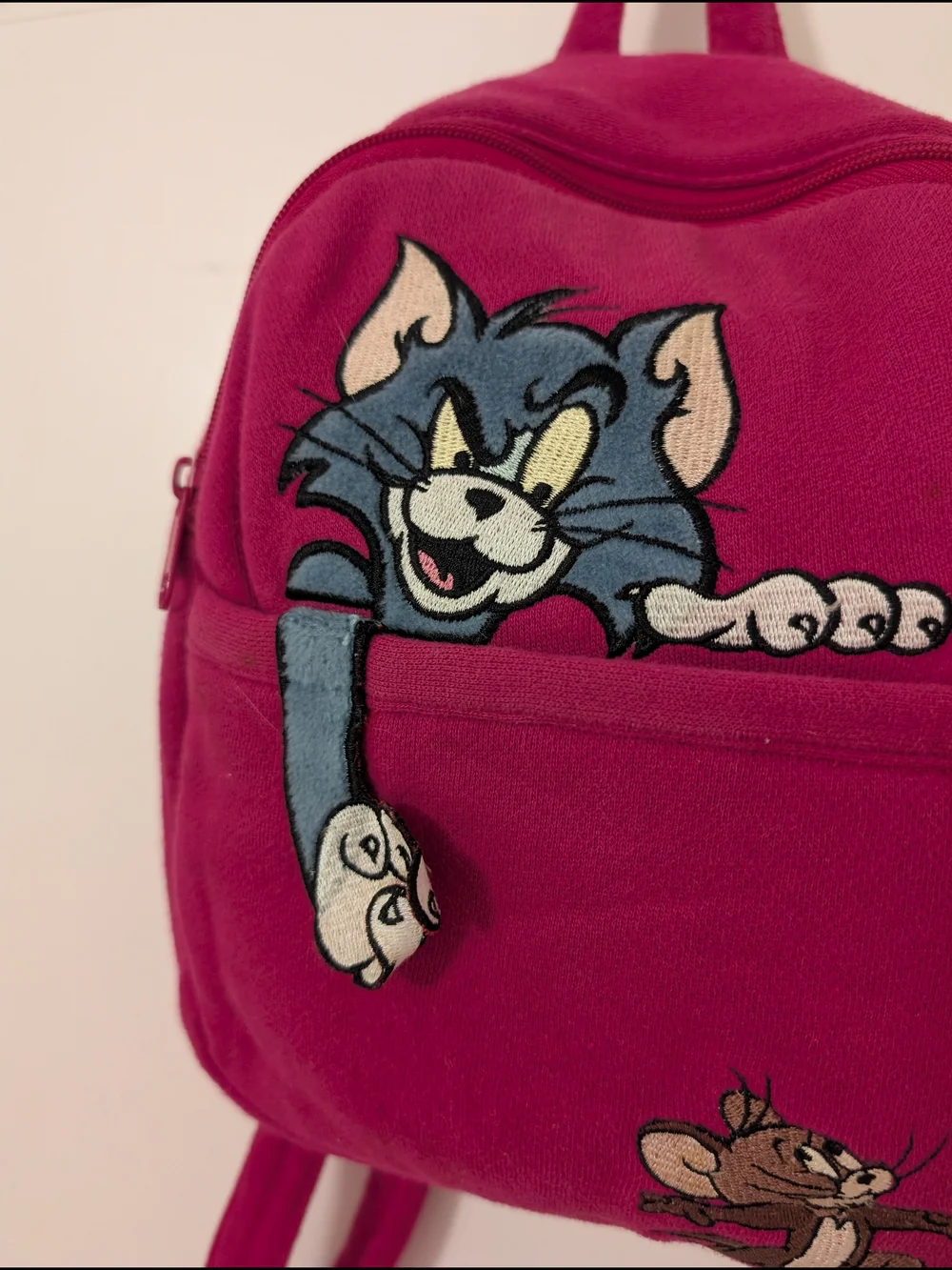 Vintage 1997 Warner Bros. Kids Magenta Tom & Jerry Backpack
